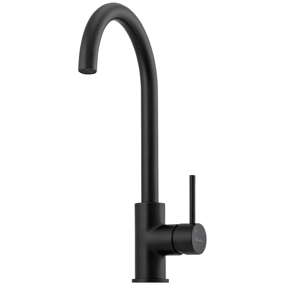 Oliveri Venice gooseneck mixer tap - Matte Black, brass body, WELS 5 Star, 6L per minute - VE520FMB