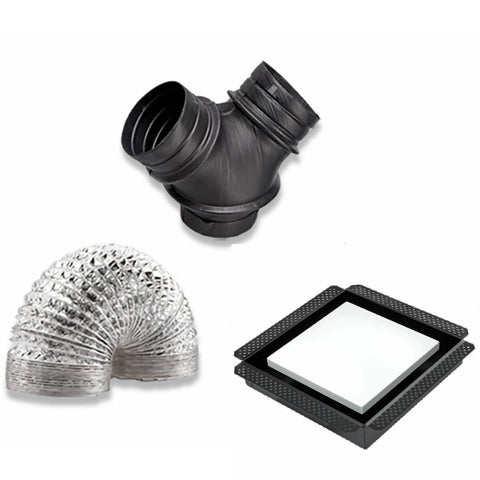 Schweigen Multi-Purpose Venting Kit for BRB750 Exhaust Fan - Y-Joint, 6m Ducting, Square Diffusers - DVK750