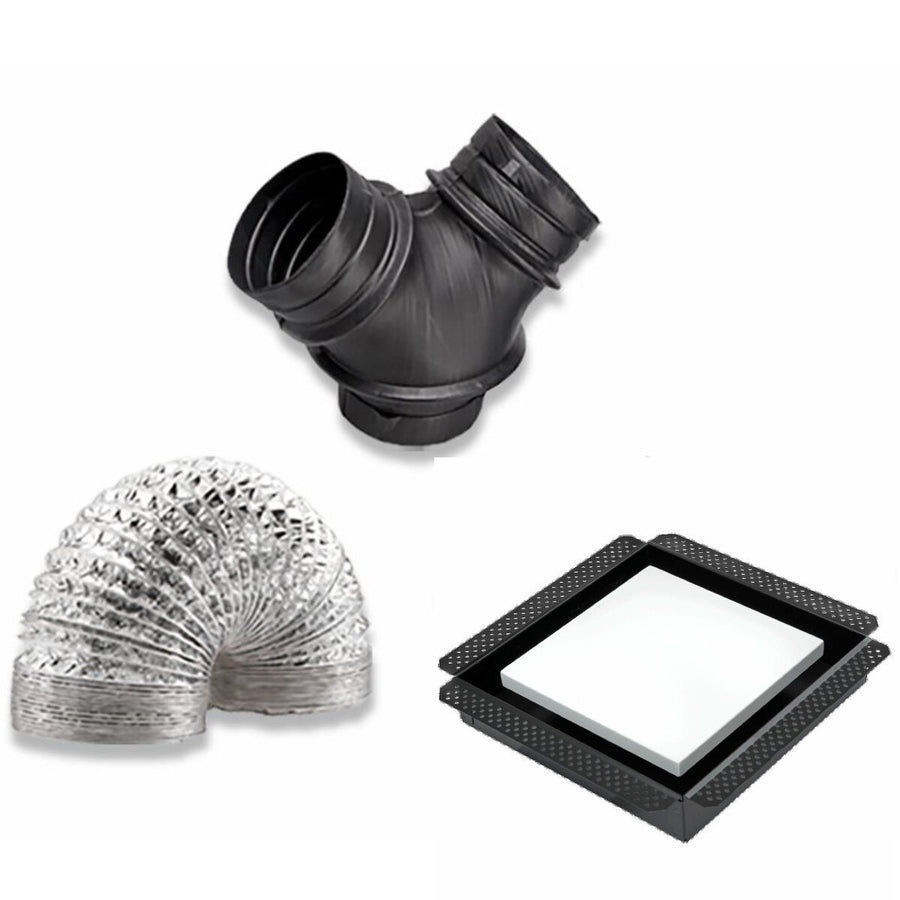 Schweigen Multi-Purpose Venting Kit for BRB750 Exhaust Fan - Y-Joint, 6m Ducting, Square Diffusers - DVK750