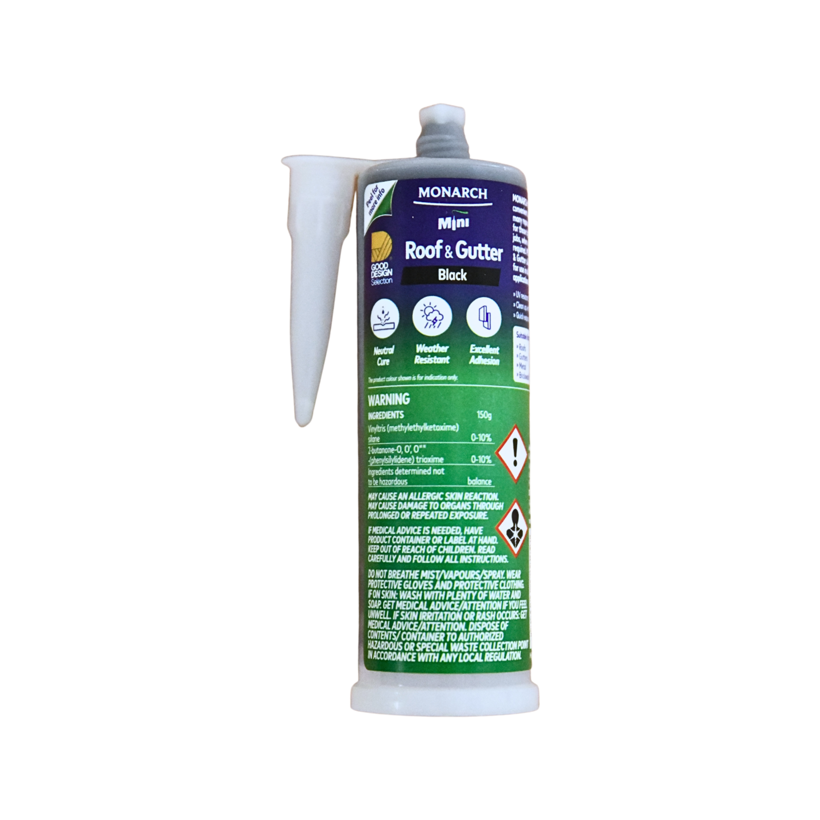 Monarch Mini Roof & Gutter Silicone 150g Black - Neutral Cure, UV Resistant