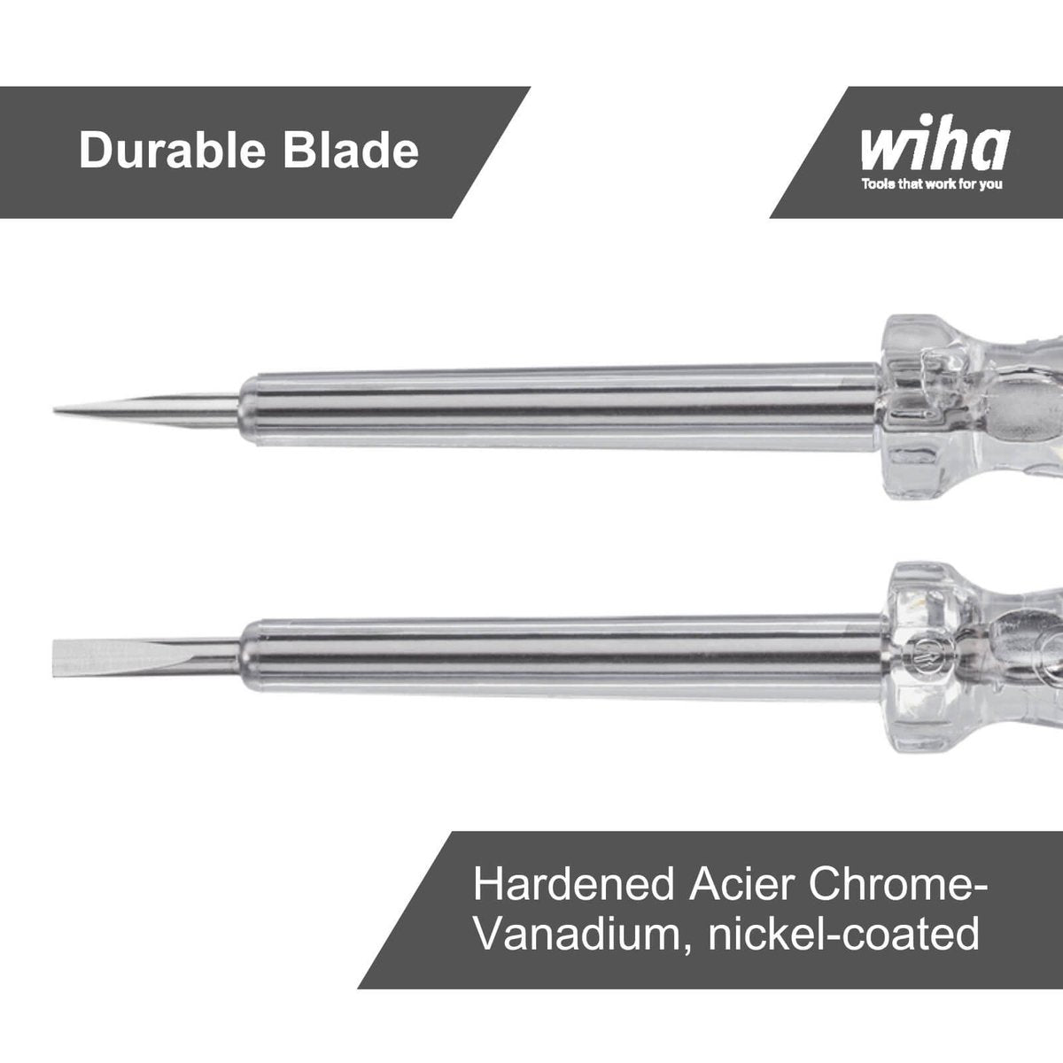 Wiha Voltage Tester 120-250V - Professional Screwdriver - Transparent Handle - SuperSaverAU - view 2
