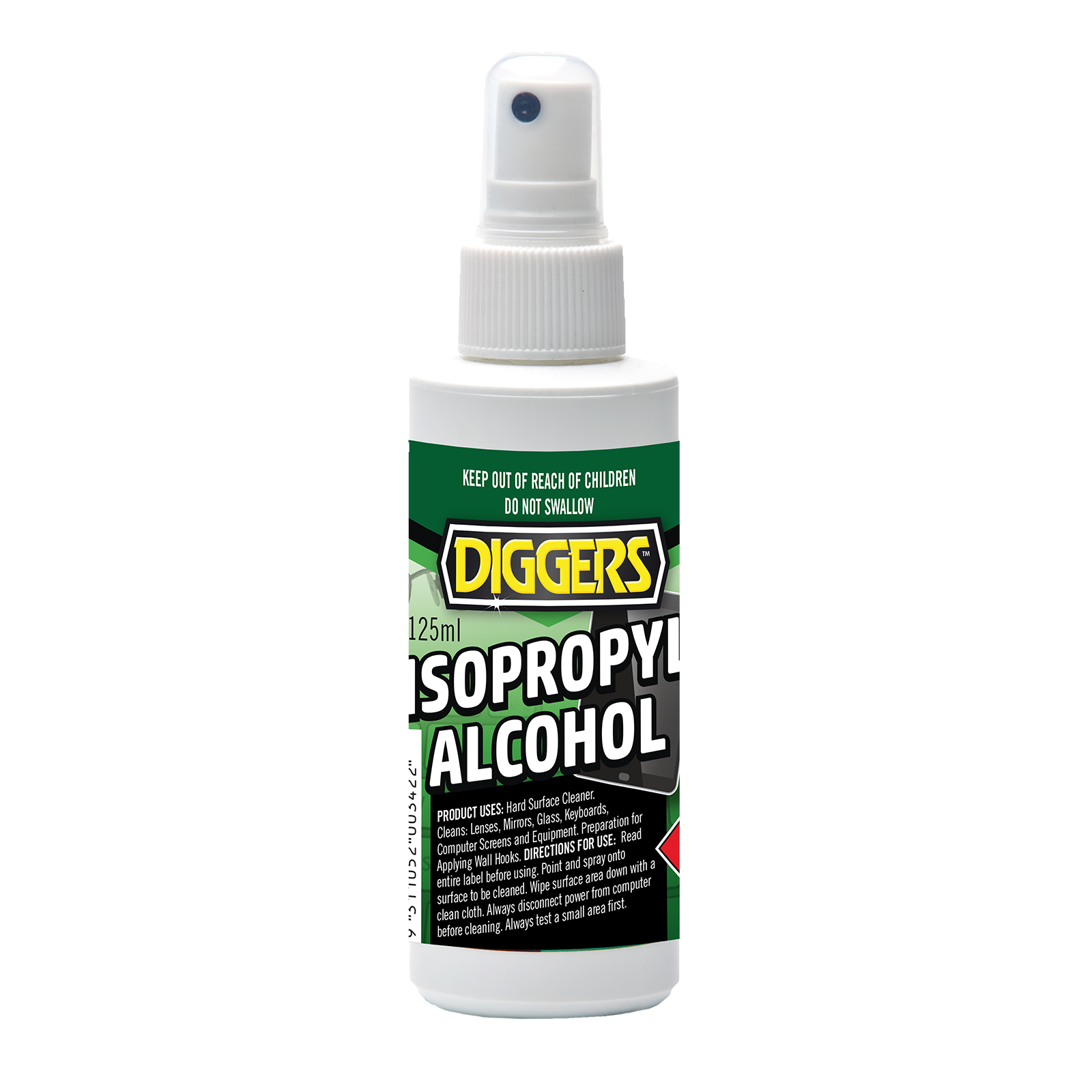 Diggers Isopropyl Alcohol 125ml Clear Hard Surface Cleaner IPA
