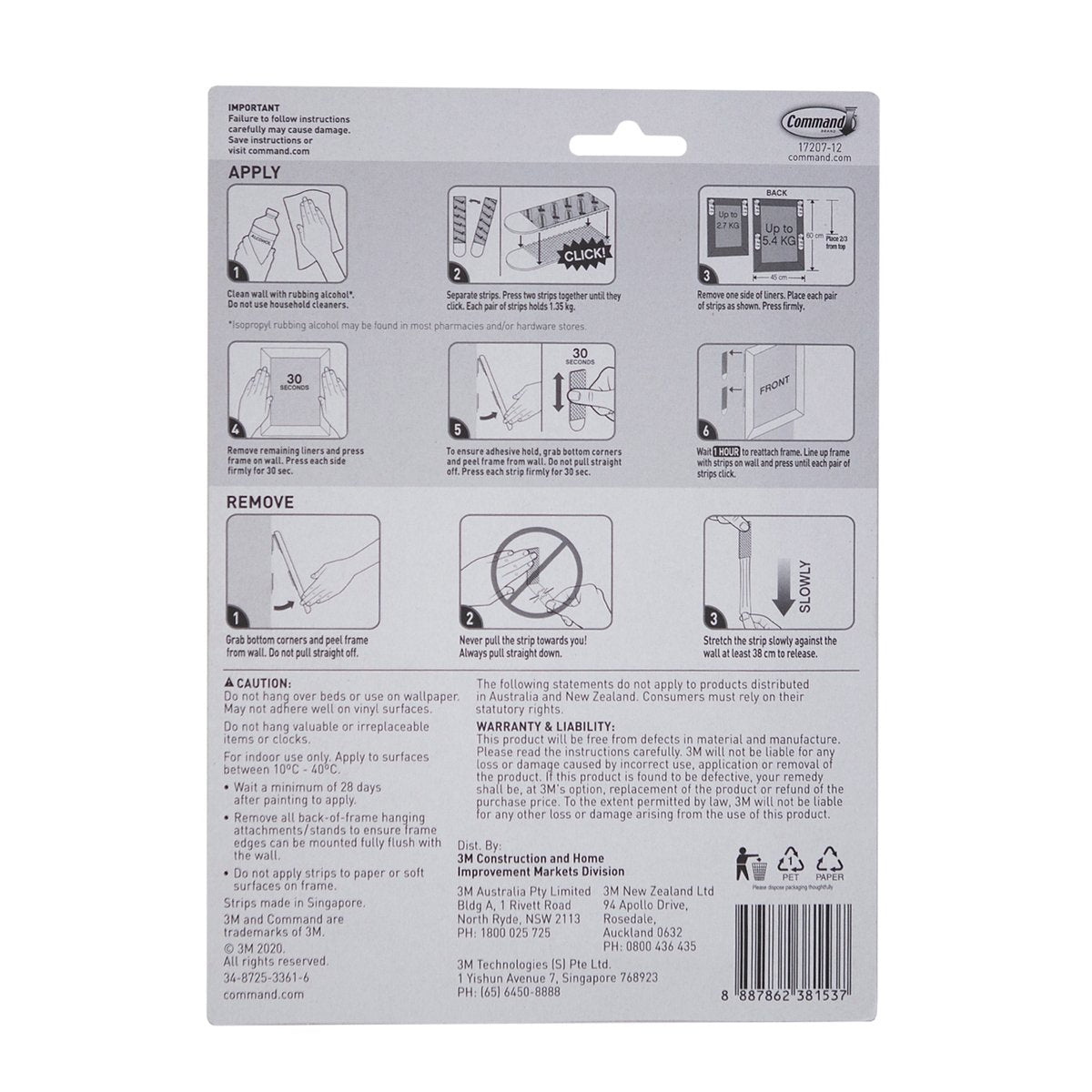 Command™ Picture Hanging Strips - 12 Pack - Plastic - Easy to Hang - SuperSaverAU - view 3