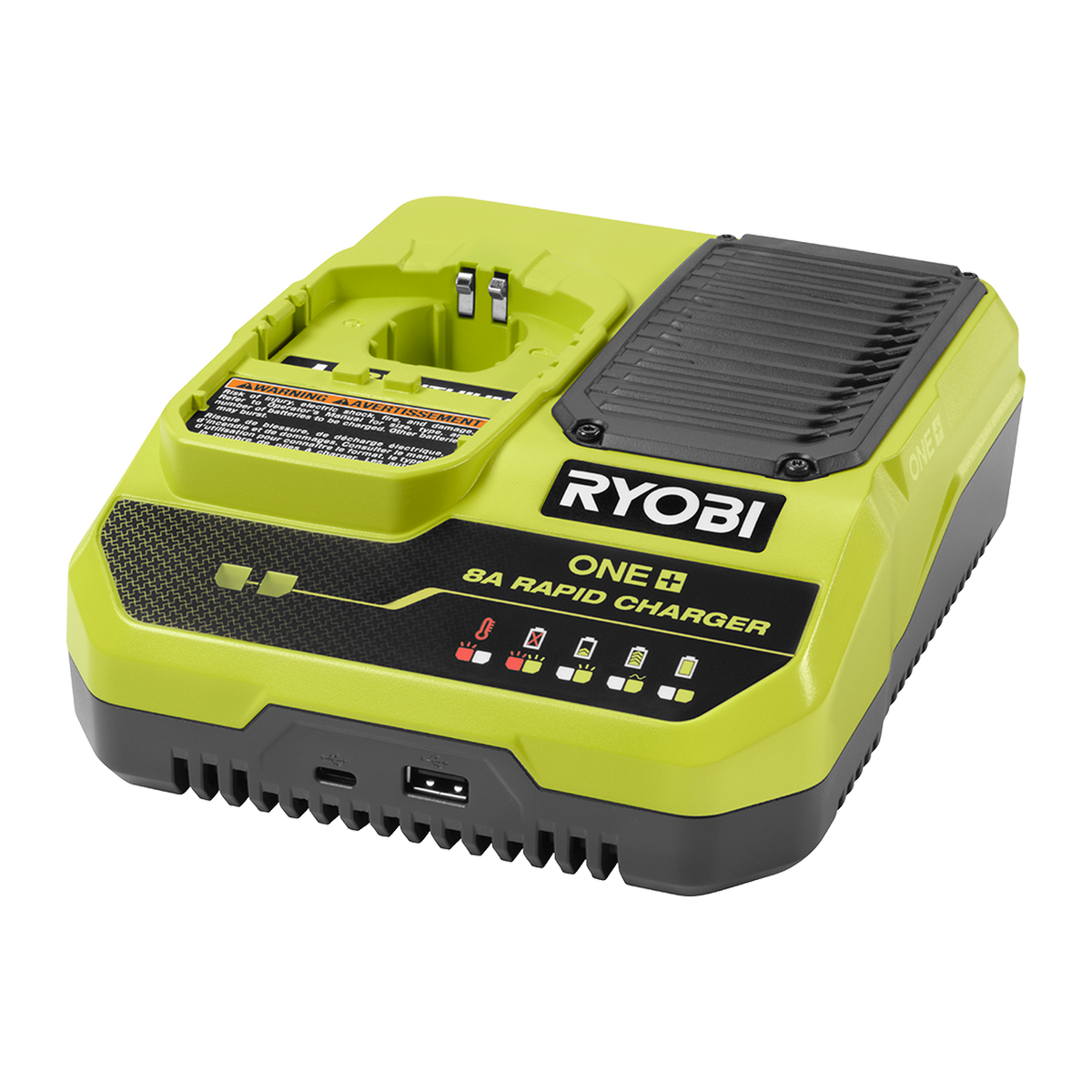 Ryobi 18V ONE+ 8A Rapid Charger RC18180 - Wall Mountable - USB Ports - 160mm x 65mm x 210mm - SuperSaverAU - view 4