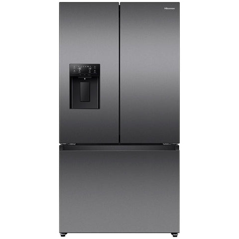 Hisense 634L French Door Fridge - Plumbed Water and Ice, Dark Stainless Steel, Flat Door - HRFD634BW