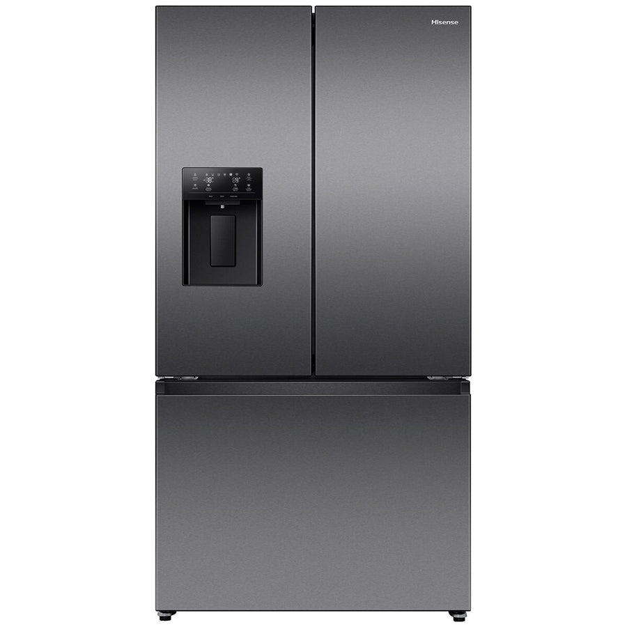 Hisense 634L French Door Fridge - Plumbed Water and Ice, Dark Stainless Steel, Flat Door - HRFD634BW