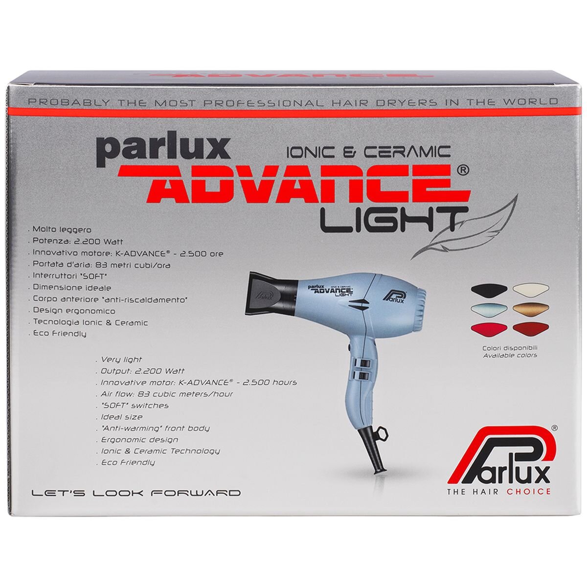 Parlux Advance Light Ionic and Ceramic Hair Dryer 2200W - White - Quiet Operation - 150088