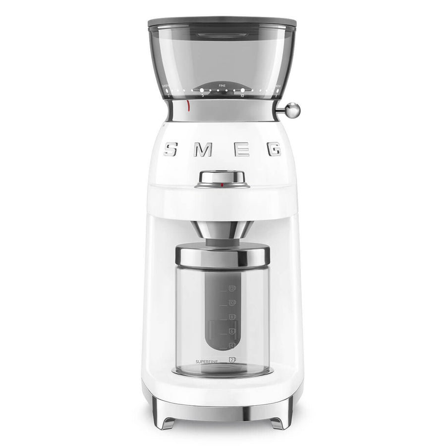 Smeg 50's retro style coffee grinder - white - 240g bean hopper - 50 grinding steps - CGF03WHAU