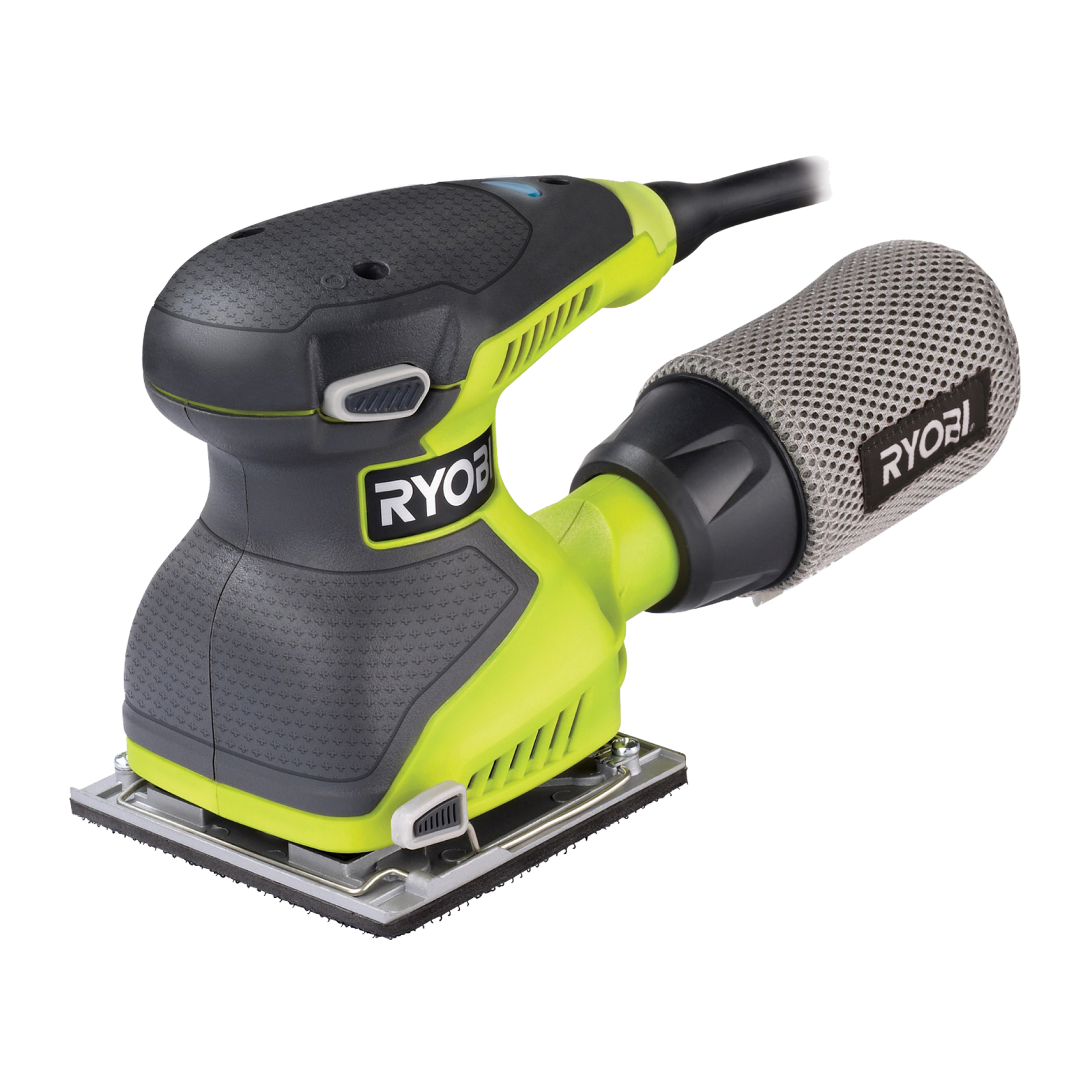Ryobi 240W 1/4 Sheet Sander, 14000RPM, 110mm Plate, Dust Bag, Palm Handle RSS240Q-S