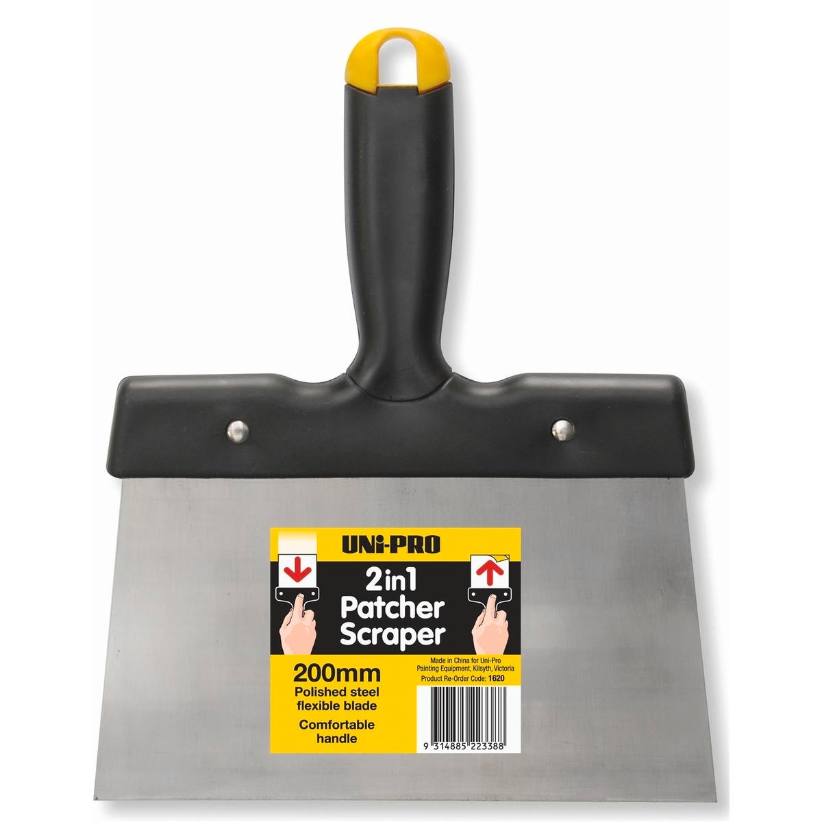 Uni Pro 200mm 2 in 1 Patcher Scraper - Steel - Flexible Blade - Comfortable Handle - SuperSaverAU - view 1