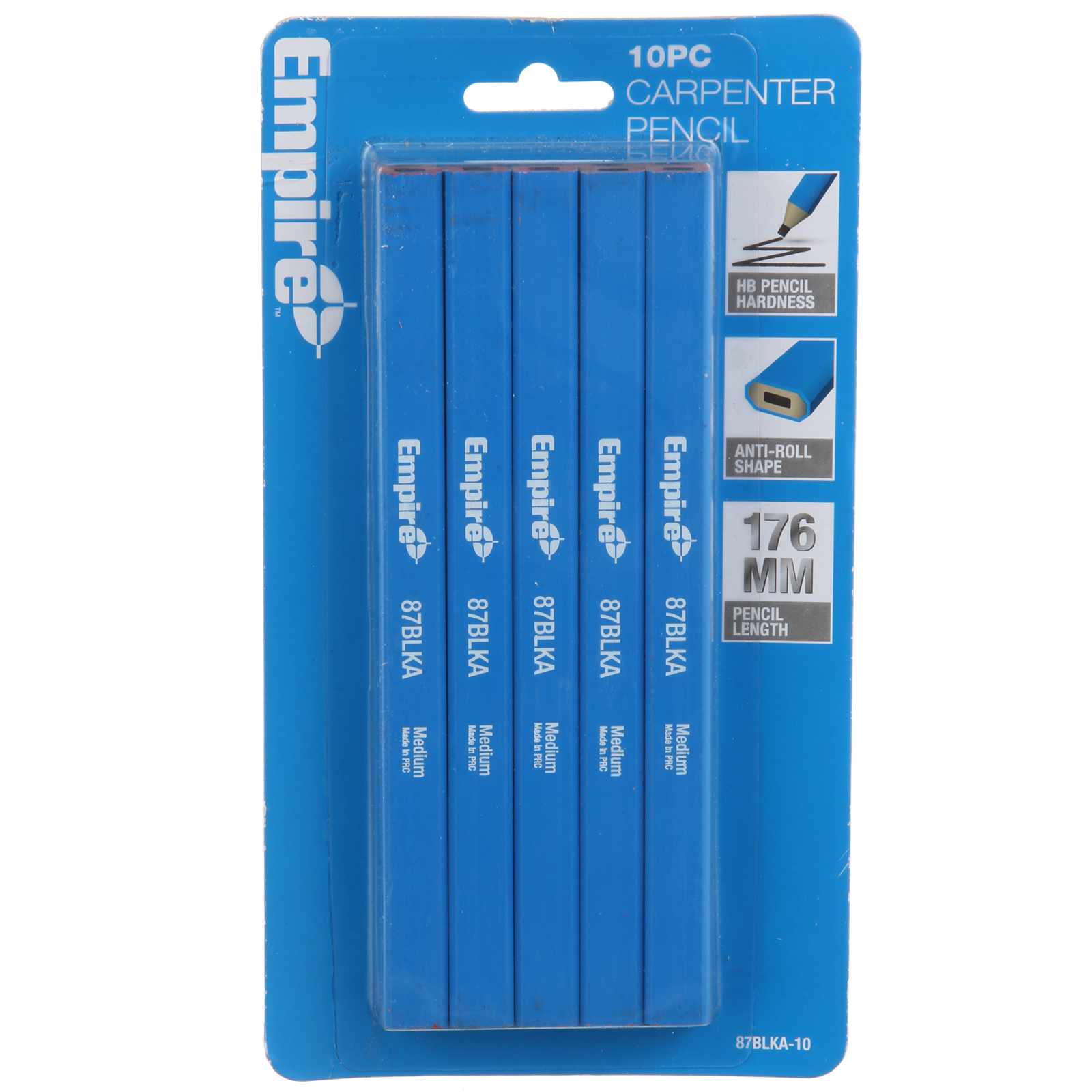 Empire Carpenters Pencils 10 Pack, Blue, Waterproof Marking Tool for Builders