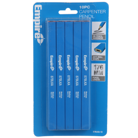 Empire Carpenters Pencils 10 Pack, Blue, Waterproof Marking Tool for Builders