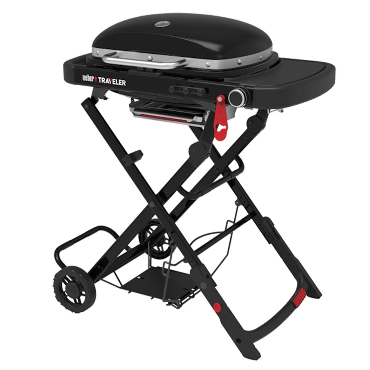 Weber Traveler Compact Portable LPG BBQ - 12 Burger Cooking Area, Lid Thermometer - 1500525