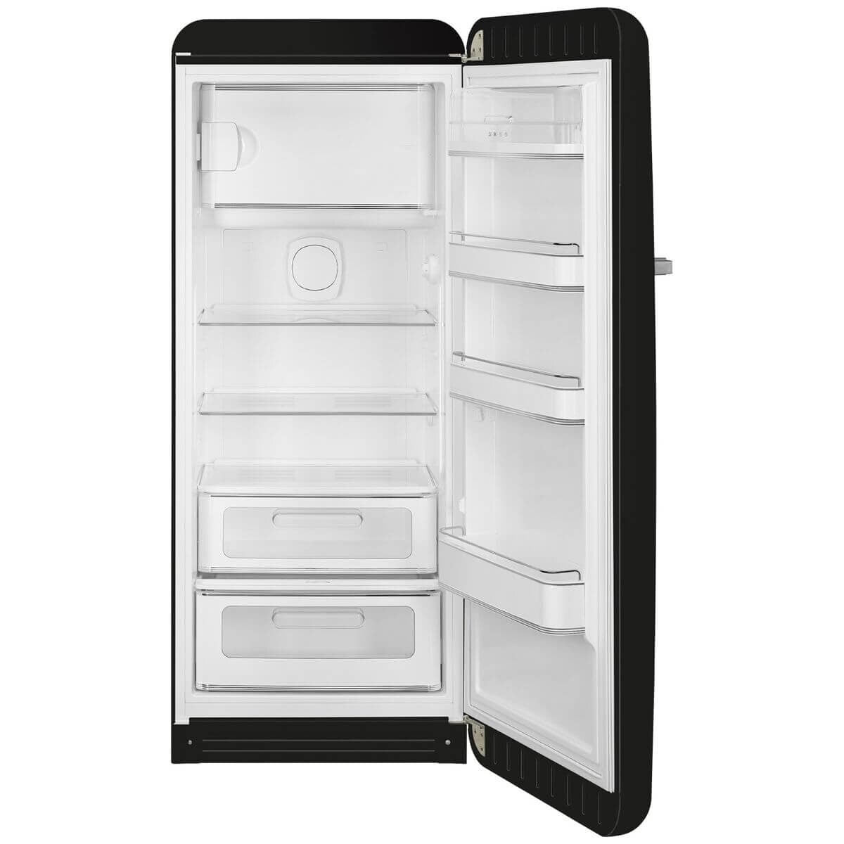 Smeg 50s Retro Style Fridge 270L - Matte Black Finish, 6 Star Energy, Multi-Flow Cooling - FAB28RDBLM6