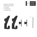 MODE Acoustic Panelling Hat & Coat Hooks - 2 Pack, Black