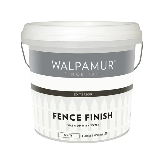Walpamur 4L White Fence Finish - Durable Water-Based Timber Paint