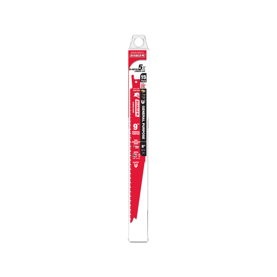 Diablo 9 Bi Metal Reciprocating Saw Blades 15 Pack 55mm x 385mm Red - SuperSaverAU - view 1