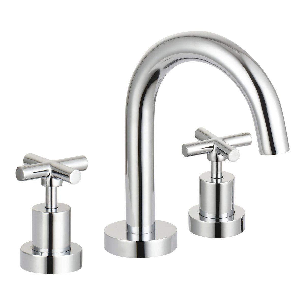 Mondella Chrome Resonance Basin Set - 1/2 Turn Cross Handle - 1245mm x 160mm x 140mm - Water Efficient - SuperSaverAU - view 1