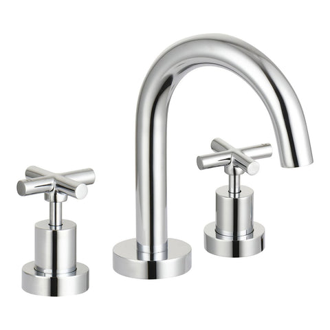 Mondella Chrome Resonance Basin Set - 1/2 Turn Cross Handle - 1245mm x 160mm x 140mm - Water Efficient - SuperSaverAU - view 1