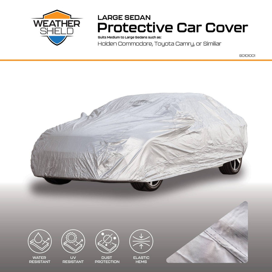 Weathershield Outdoor Sedan Car Cover - 1500mm x 4900mm - Silver - Weather-Resistant - SuperSaverAU - view 2