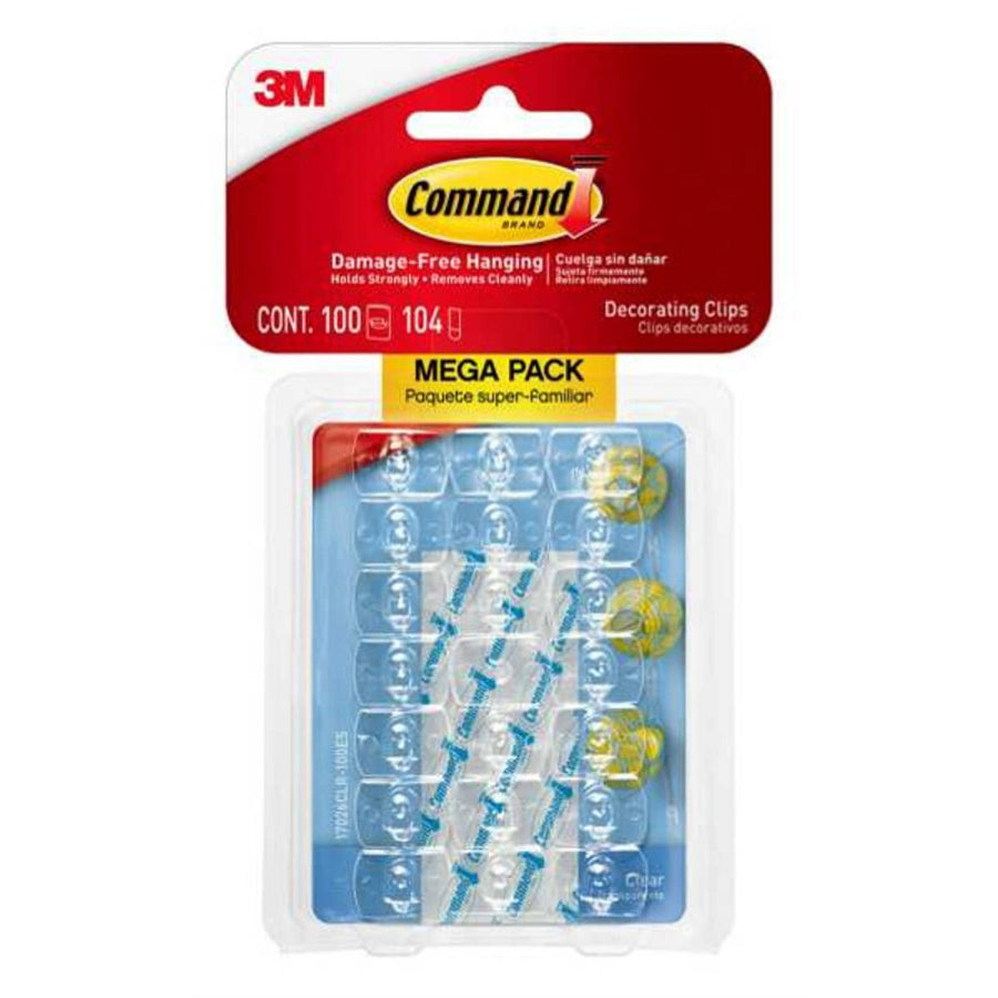 Command Clear Decorating Clip Mega Pack - 100 Clips - 104 Strips - Clear - Damage-Free Hanging - SuperSaverAU - view 1
