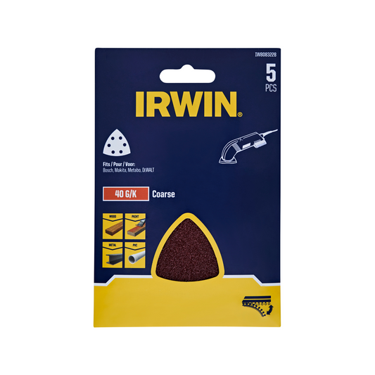 Irwin 40 Grit Detail Sheets 5 Pack - 35mm x 172mm - Quick Stock Removal