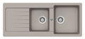 Abey 1 and 3/4 bowl undermount sink pack with left hand drainer and 4 star mixer - Concrete - TD200TC