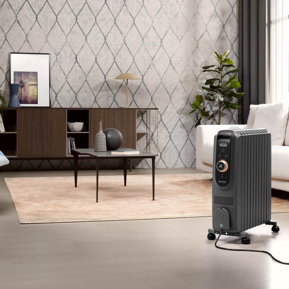 DeLonghi Dragon 5 Pro 2400W Oil Column Heater - Grey - WiFi App Connectivity - TRD51024WIFI