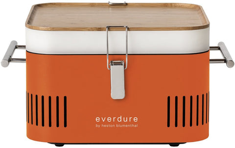 Everdure by Heston Blumenthal Cube Portable Charcoal BBQ - Porcelain Enamel Firebox - Orange - HBCUBEO
