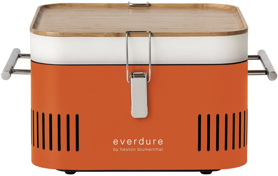 Everdure by Heston Blumenthal Cube Portable Charcoal BBQ - Porcelain Enamel Firebox - Orange - HBCUBEO