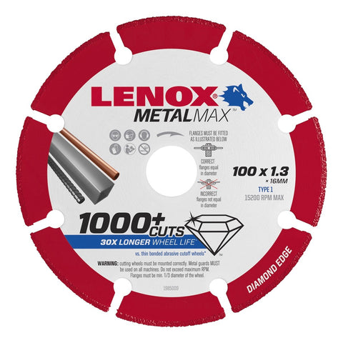 Lenox Metal Max Diamond Blade 100 x 16 x 1 3mm Durable Metal Cutting - SuperSaverAU - view 1