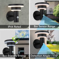 Arlec Solar LED Wall Light 18cm 400lm Black - Motion Sensor - IP44 Weatherproof - SuperSaverAU - view 4