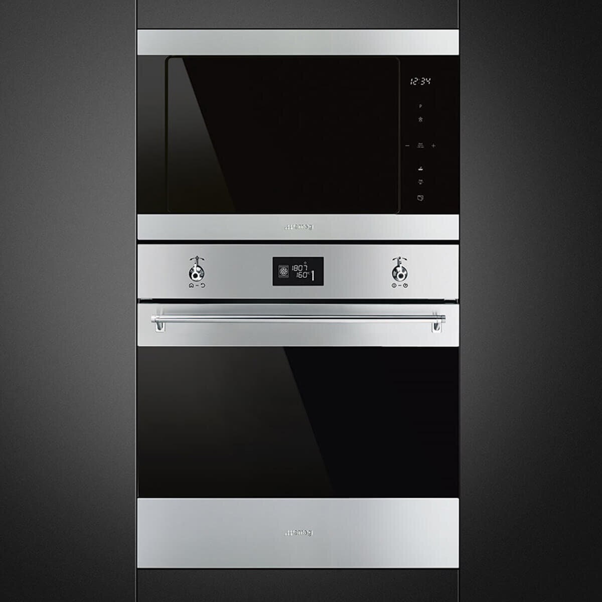 Smeg Classic 25L Built-In Microwave with Grill - Stainless Steel, 900W Microwave, 1000W Grill - FMIA325X
