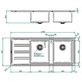 Barazza Easy double bowl sink with left hand drainer - Stainless steel, topmount - EASY200R
