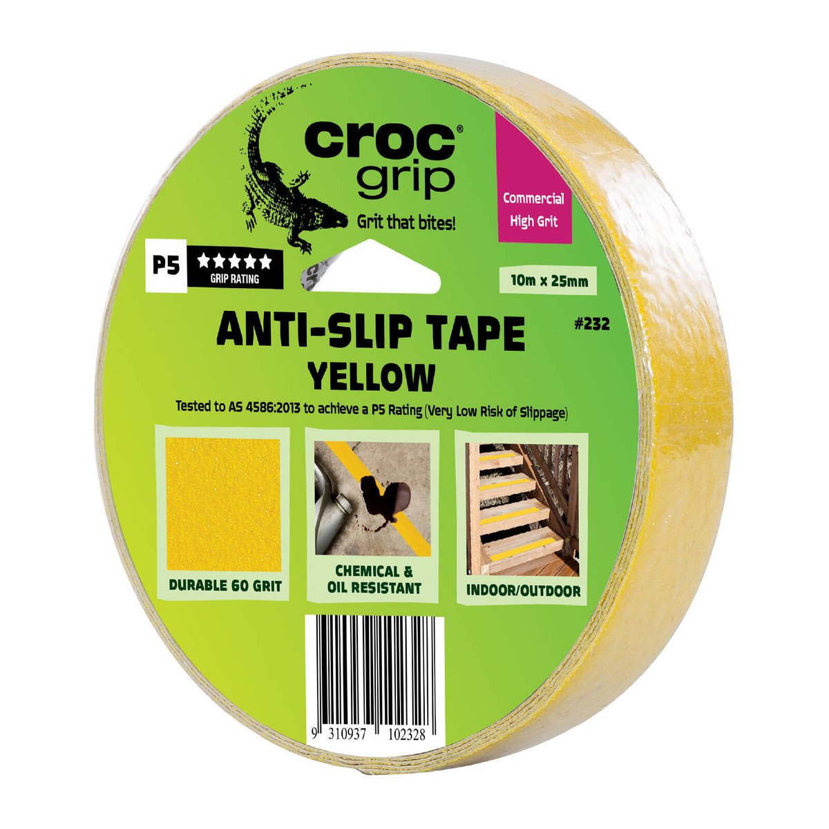 Croc Grip Anti Slip Tape - 10m x 25mm - Self-adhesive - P5 Rated - SuperSaverAU - view 1