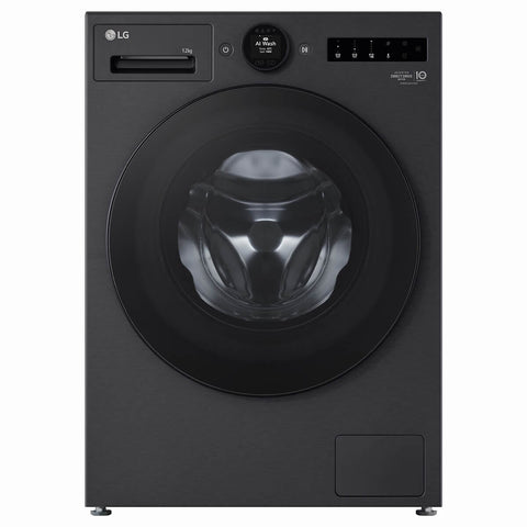 LG Series 10 12kg Front Load Washing Machine - Matte Black, AI Direct Drive, Steam+ - WX10-1412MB