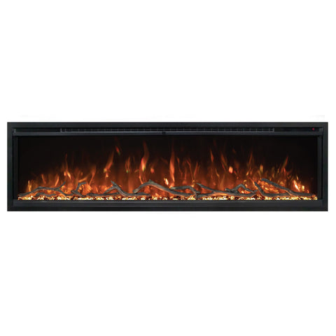 Modern Flames Spectrum 60 Inch Slimline Electric Fireplace - Black, Canyon Driftwood Logs, Remote - SPS-60BAUS