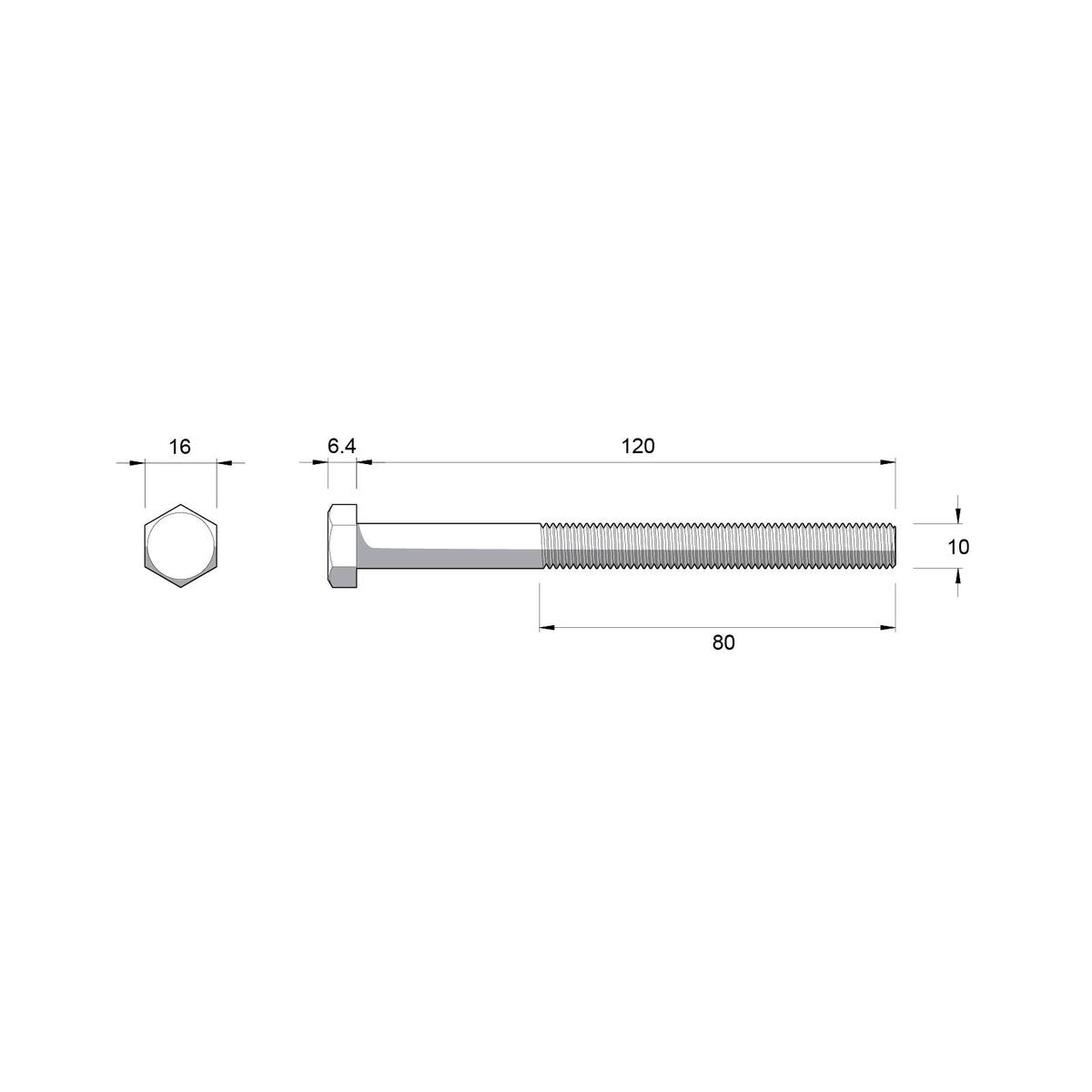 Zenith Hot Dip Galvanised Hex Head Bolts M10 x 120mm 25 Pack - SuperSaverAU - view 4