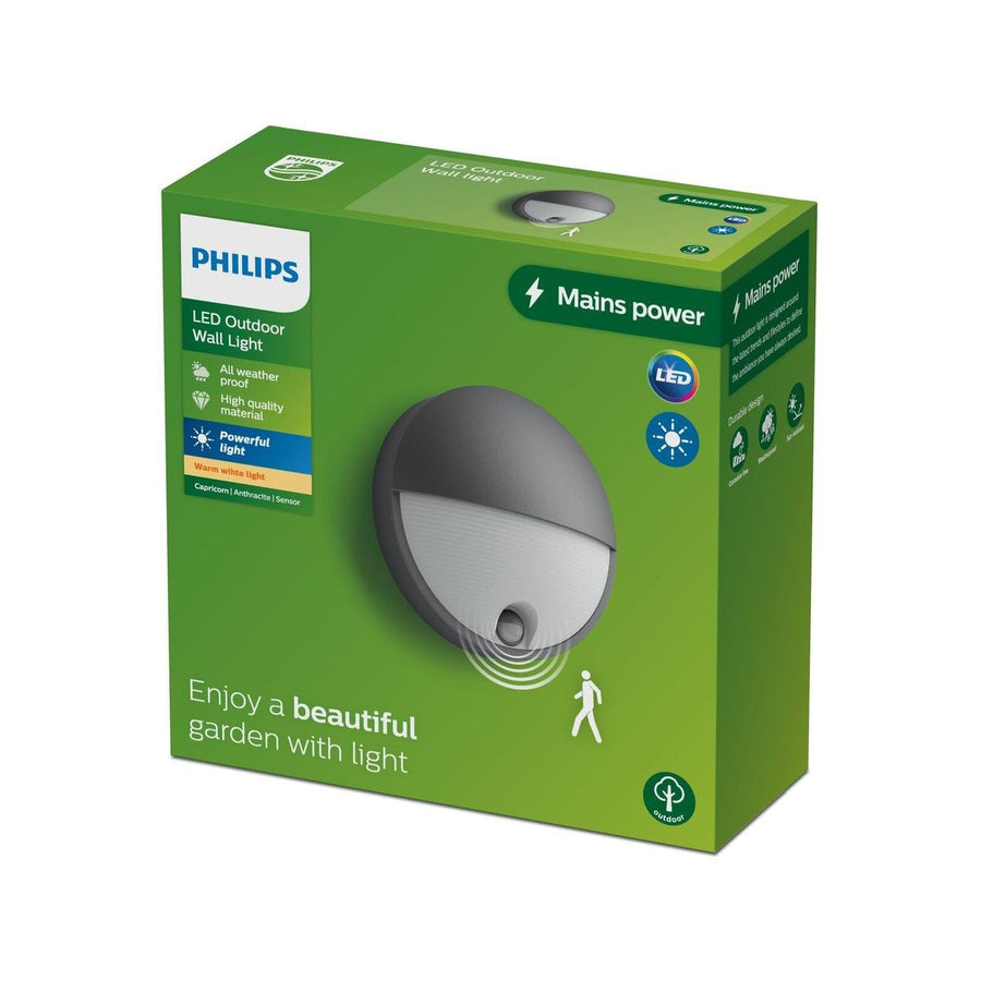 Philips LED Outdoor Round Wall Light - 700lm - 5.5W - IP44 Water-Resistant - Warm White - SuperSaverAU - view 1