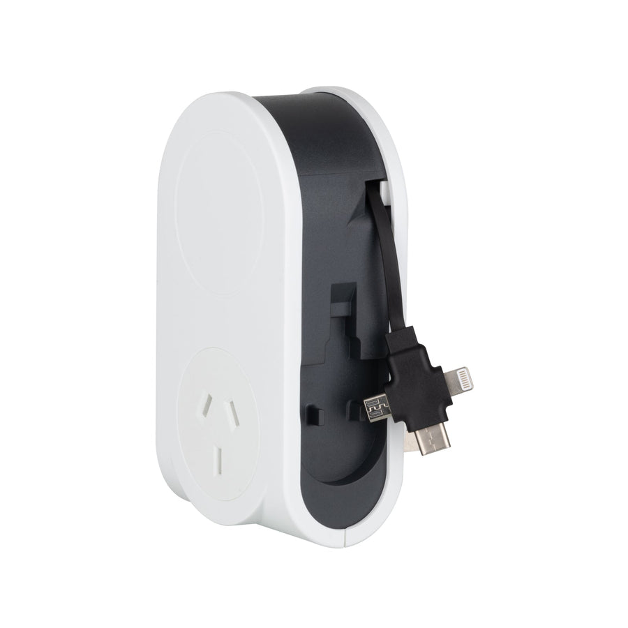 Arlec Power Adaptor With Retractable Usb Cable - SuperSaverAU - view 1
