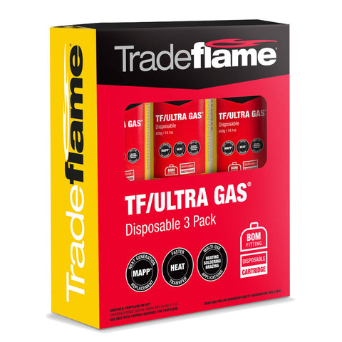 Tradeflame Mapp Replacement Gas 400g 3 Pack High-Performance Cartridges - SuperSaverAU - view 1