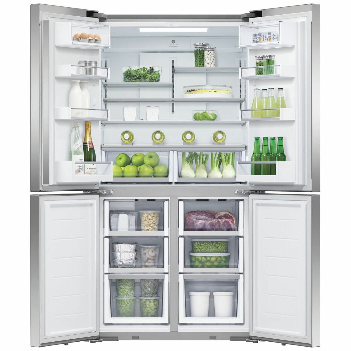 Fisher & Paykel Series 7 538L Quad Door Fridge - Ice and Water - EZKleen Stainless Steel - RF605QDUVX2