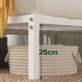 Zinus Figari Single Metal and Bamboo Bed Frame in White - Adjustable Headboard, 150kg Capacity - AU-FBOBH2-39S