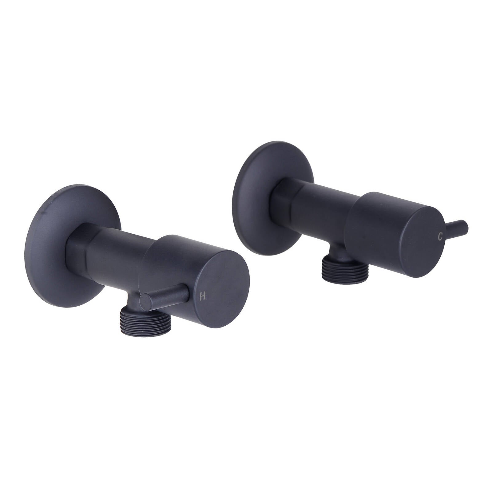 Mondella Resonance Matte Black 1/4 Turn Pin Lever Washing Machine Set, Brass