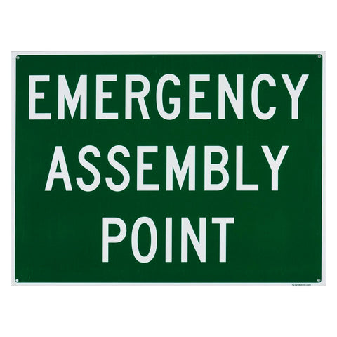 Sandleford Emergency Assembly Point Plastic Sign 450 x 600mm Green/White - SuperSaverAU - view 1