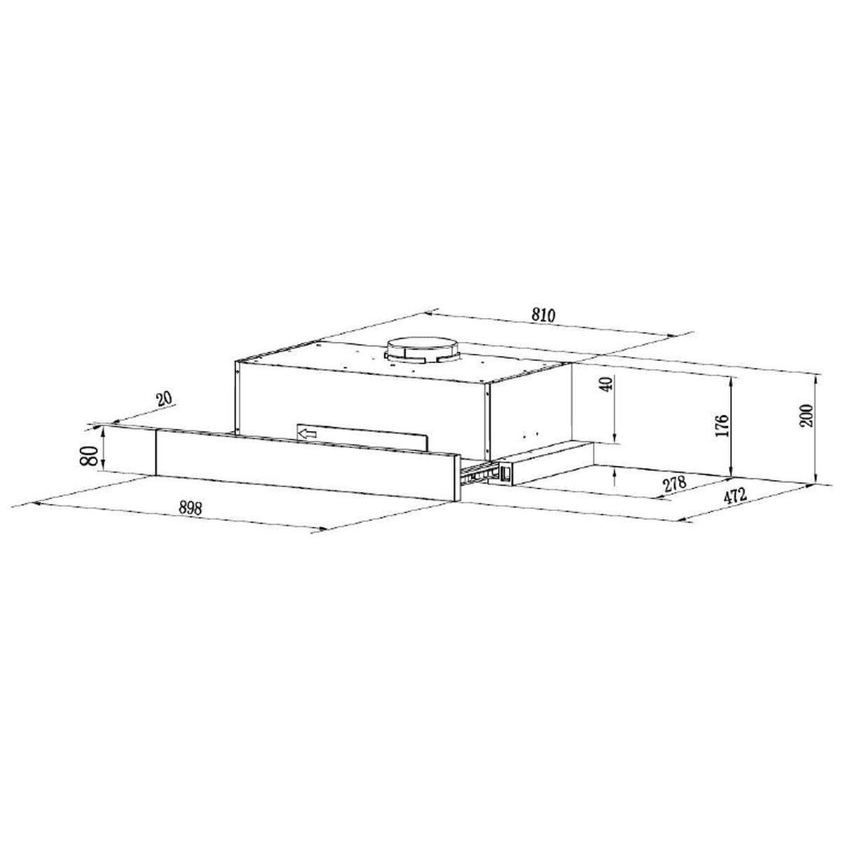 Trinity 90cm Slideout Rangehood - Front Recirculating, 440m³/h, Stainless Steel Facia, LED Lights - TR91290