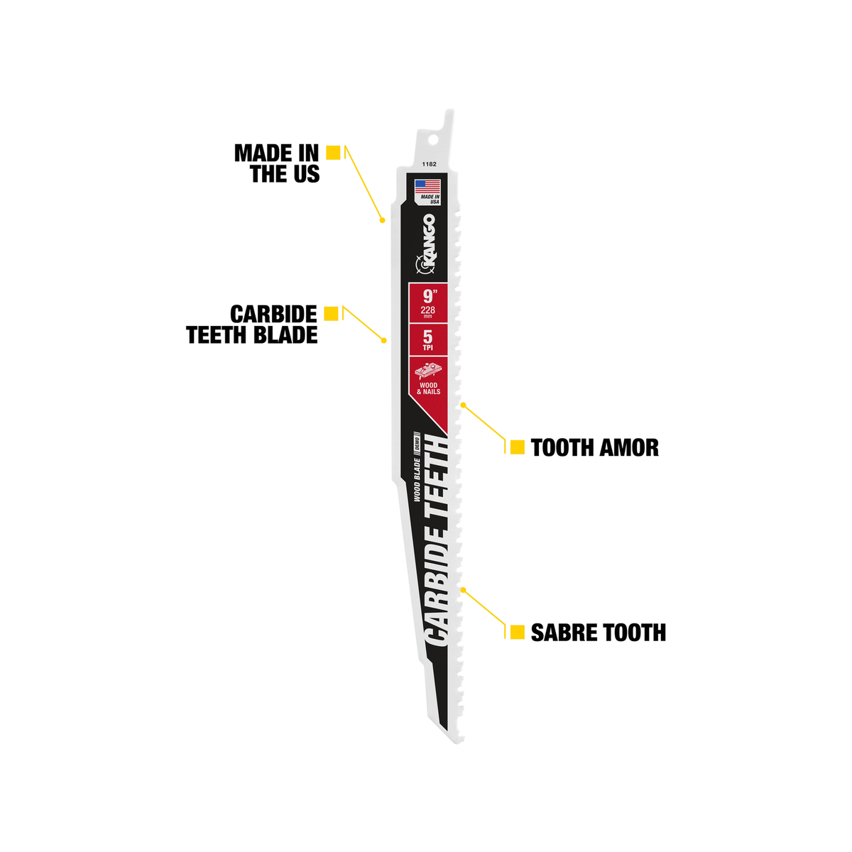 Kango 12" 5 TPI Carbide Teeth Wood Reciprocating Blade - 1 Pack