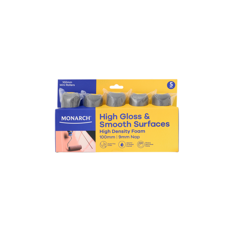 Monarch 100 Mini Rollers 5 Pack - 100mm - 9mm Nap - High Gloss Finish - SuperSaverAU - view 1