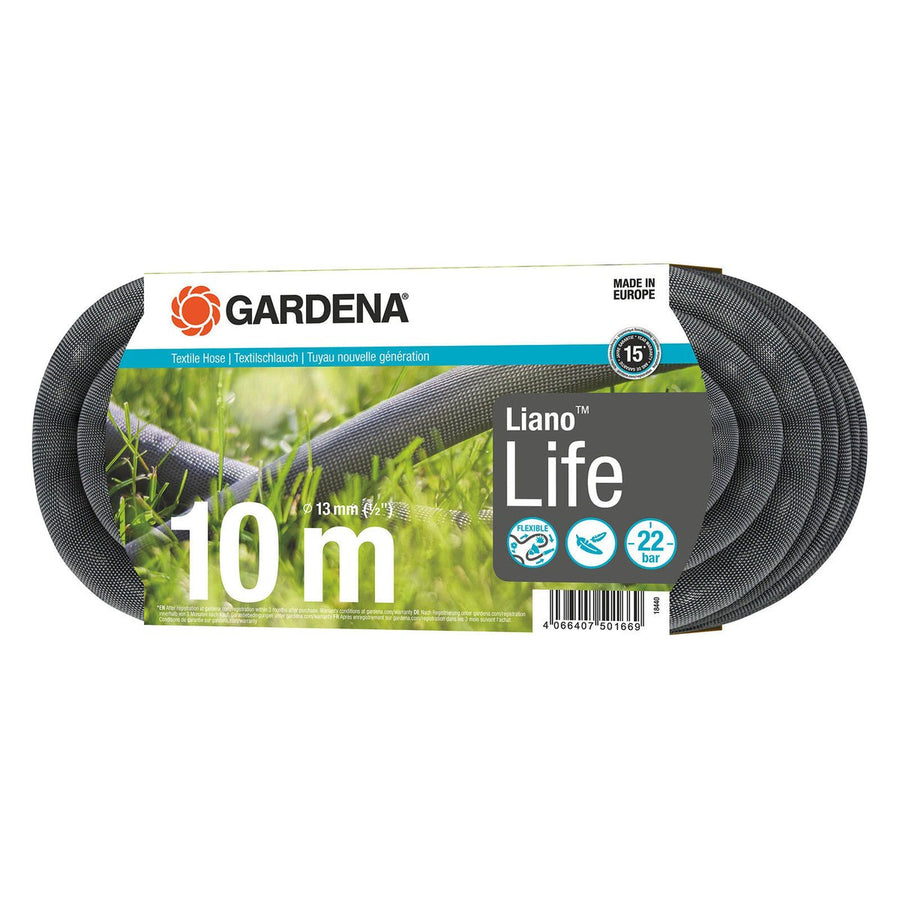 Gardena Textile Hose Liano Life 13mm x 10m - Black - Lightweight & Flexible - SuperSaverAU - view 1