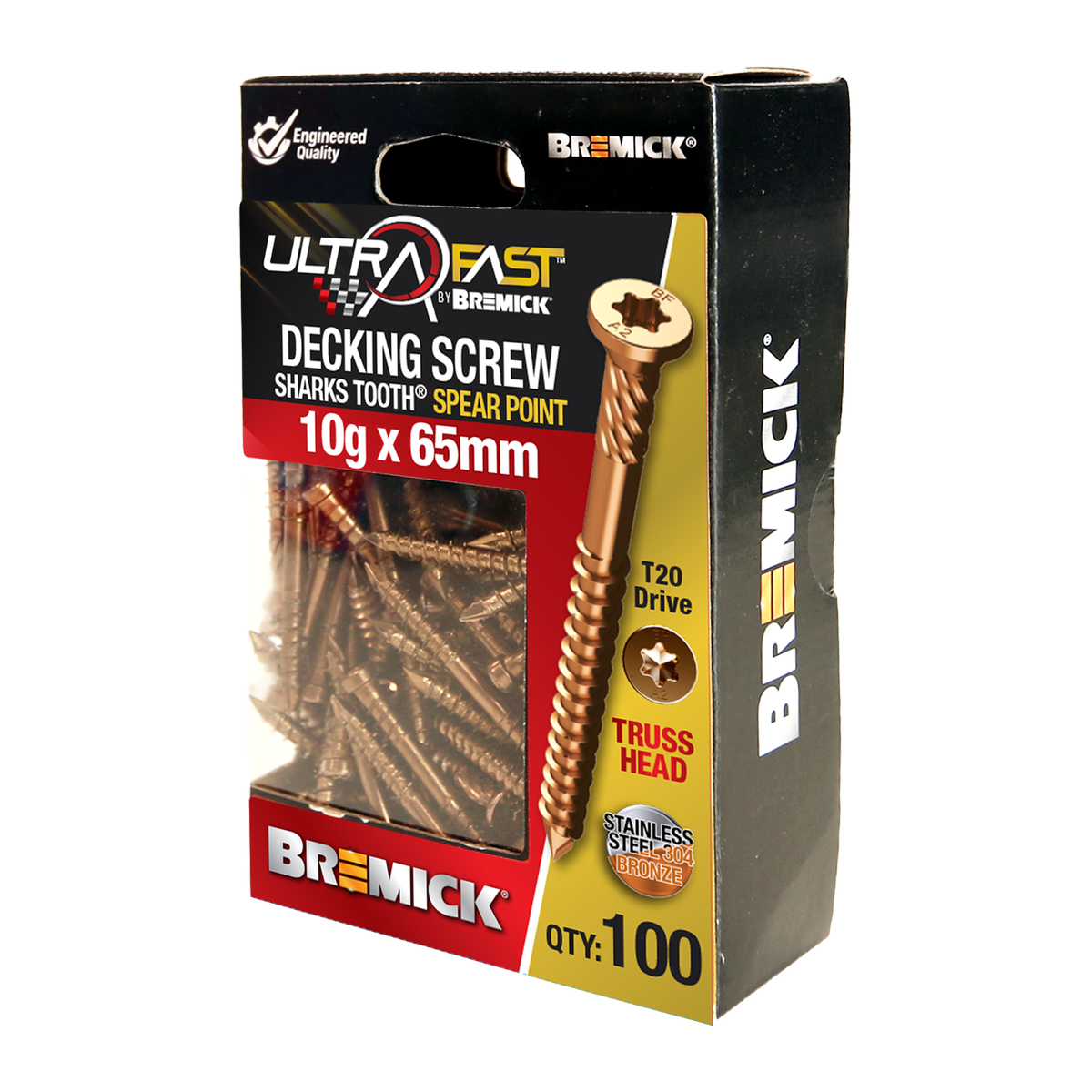 Bremick Ultrafast Truss Head Screws - 10g x 65mm - Stainless Steel 304 - 100 Pack - Quick Installation - SuperSaverAU - view 1